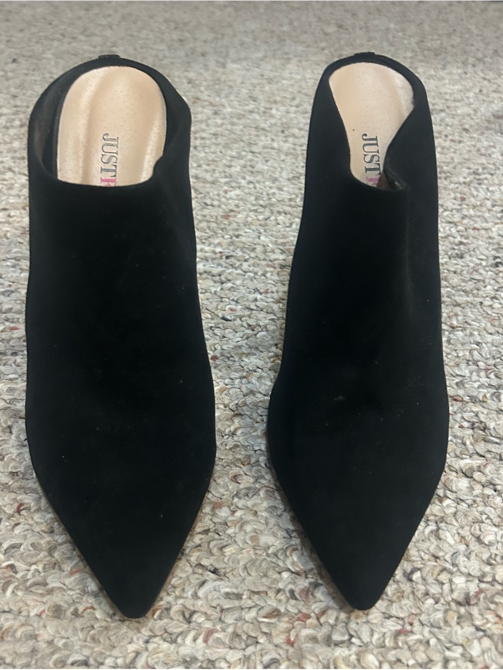 JustFab Black Pointed Suede Slip-On Mules